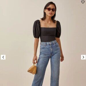 Reformation Arancini Linen Top Black